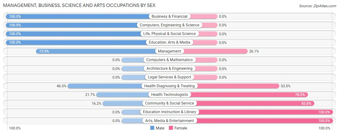 Management, Business, Science and Arts Occupations by Sex in Zip Code 29838