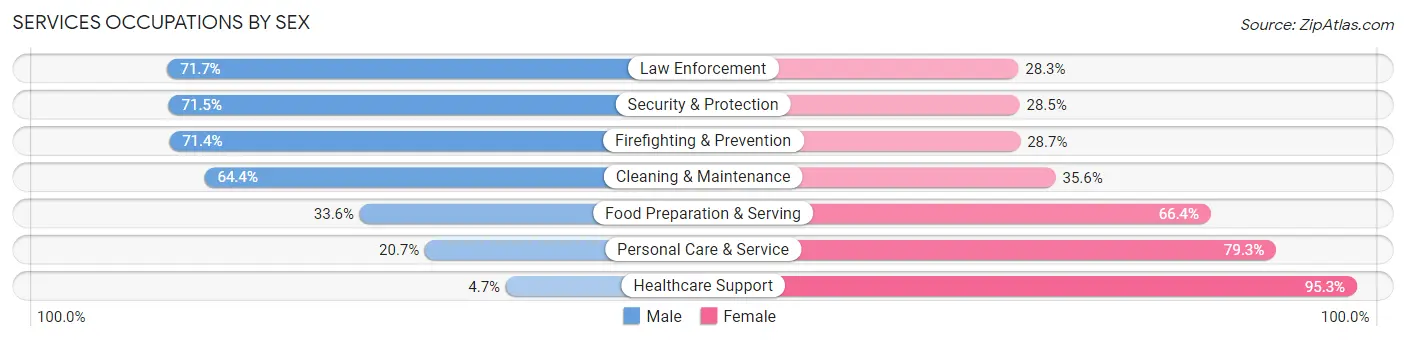 Services Occupations by Sex in Zip Code 30008