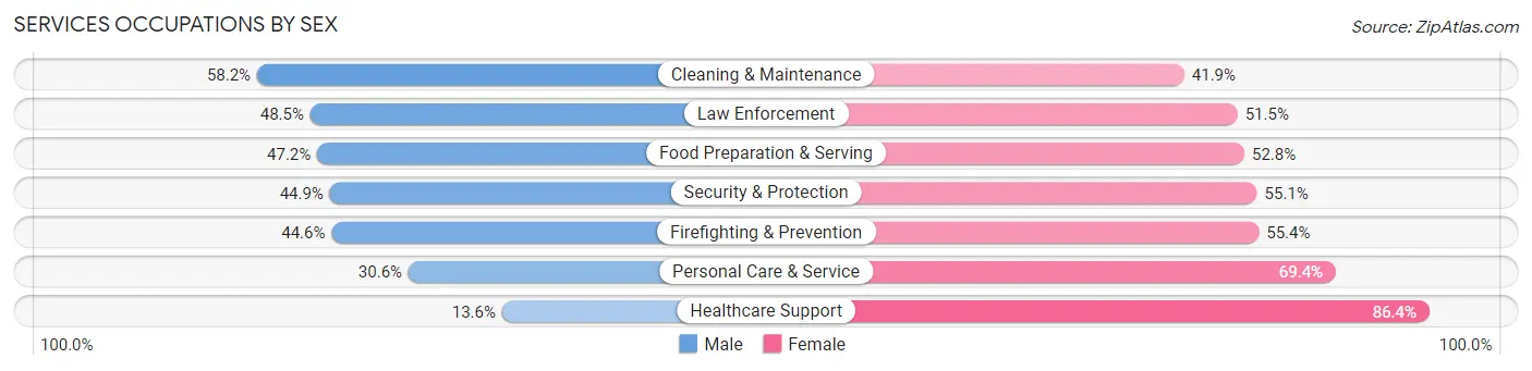 Services Occupations by Sex in Zip Code 30038