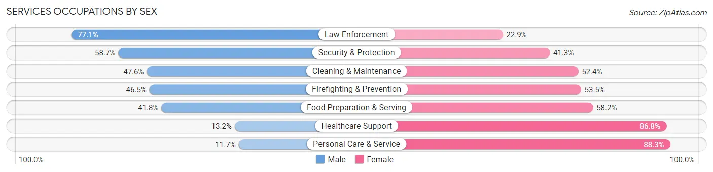Services Occupations by Sex in Zip Code 30044