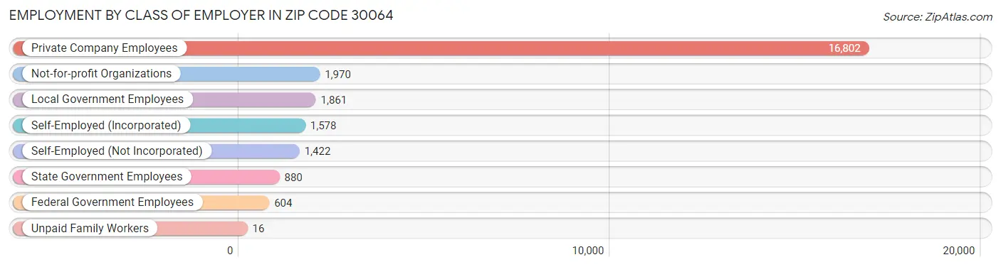 Employment by Class of Employer in Zip Code 30064