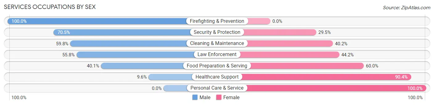 Services Occupations by Sex in Zip Code 30121