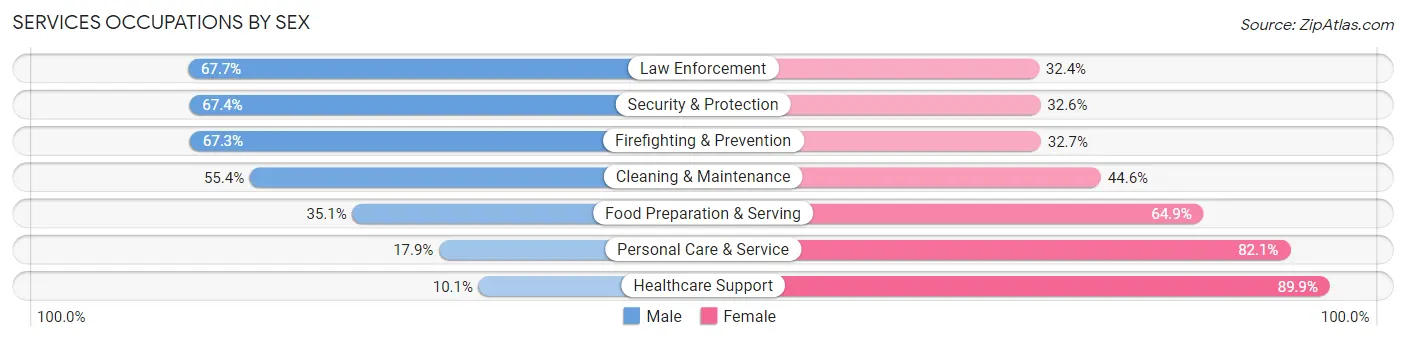 Services Occupations by Sex in Zip Code 30165