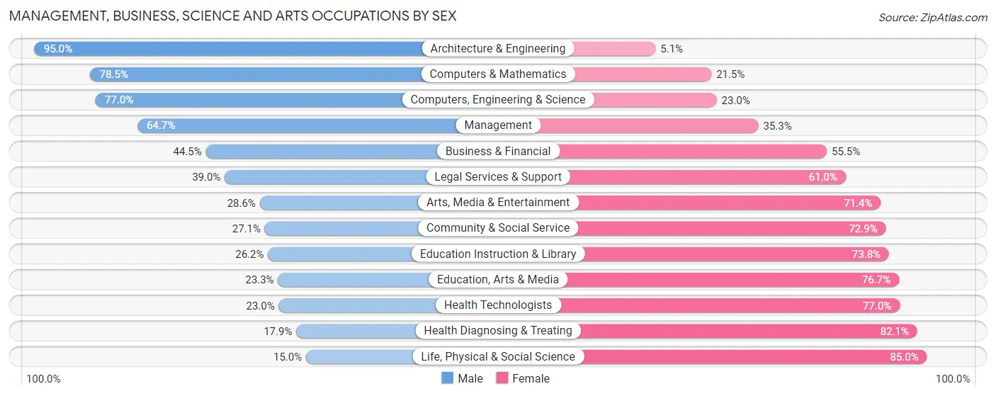 Management, Business, Science and Arts Occupations by Sex in Zip Code 30263