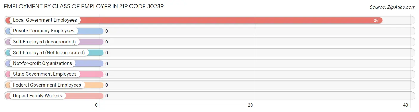 Employment by Class of Employer in Zip Code 30289