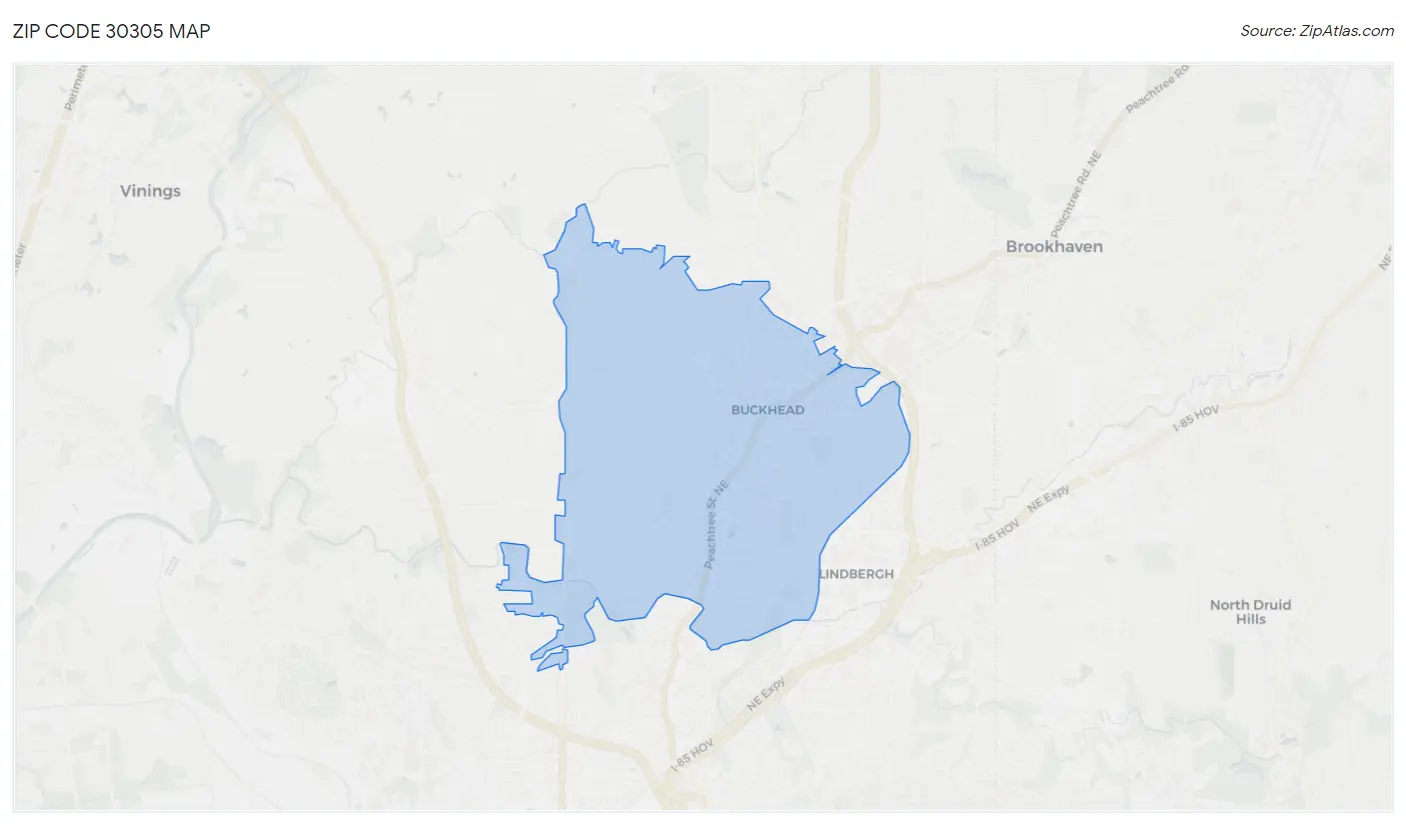 Zip Code 30305 Map