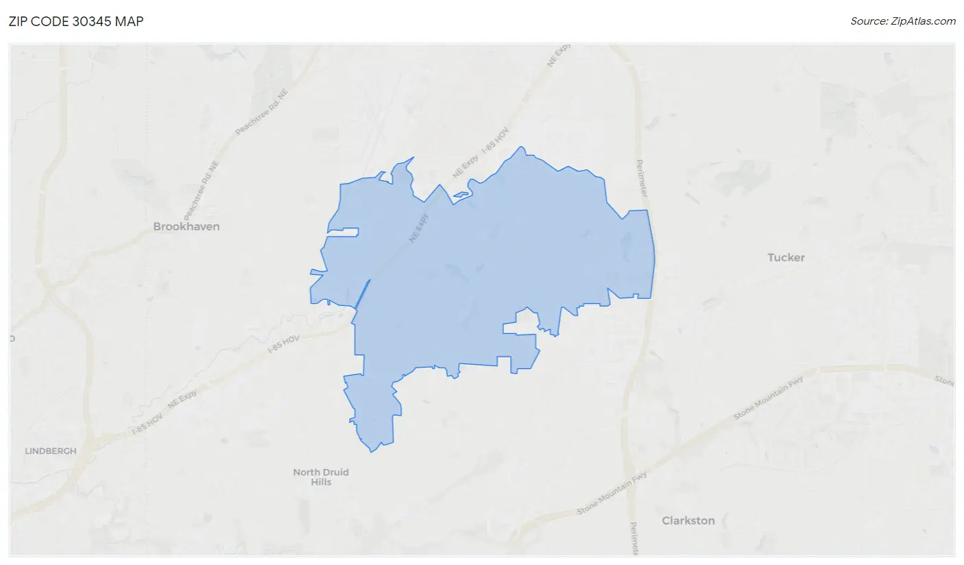 Zip Code 30345 Map