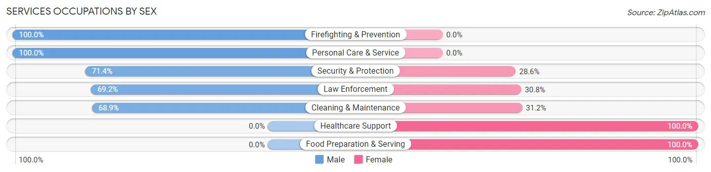 Services Occupations by Sex in Zip Code 30471