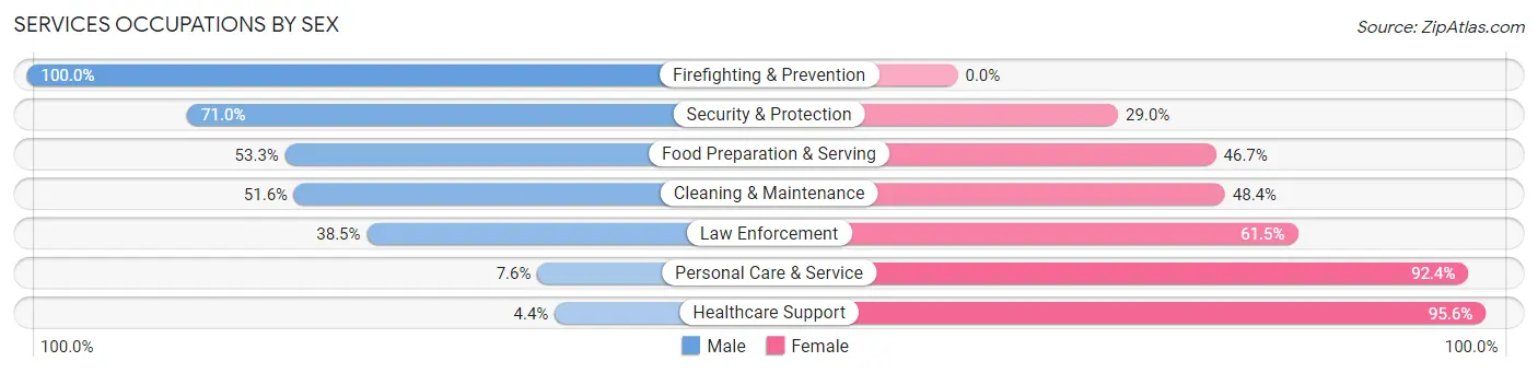 Services Occupations by Sex in Zip Code 30512