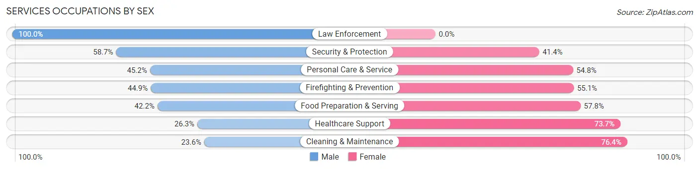 Services Occupations by Sex in Zip Code 30513