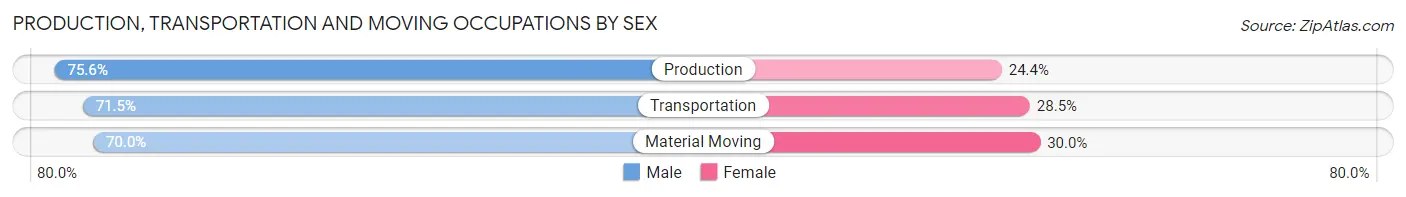 Production, Transportation and Moving Occupations by Sex in Zip Code 30518