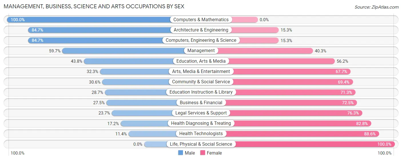 Management, Business, Science and Arts Occupations by Sex in Zip Code 30536