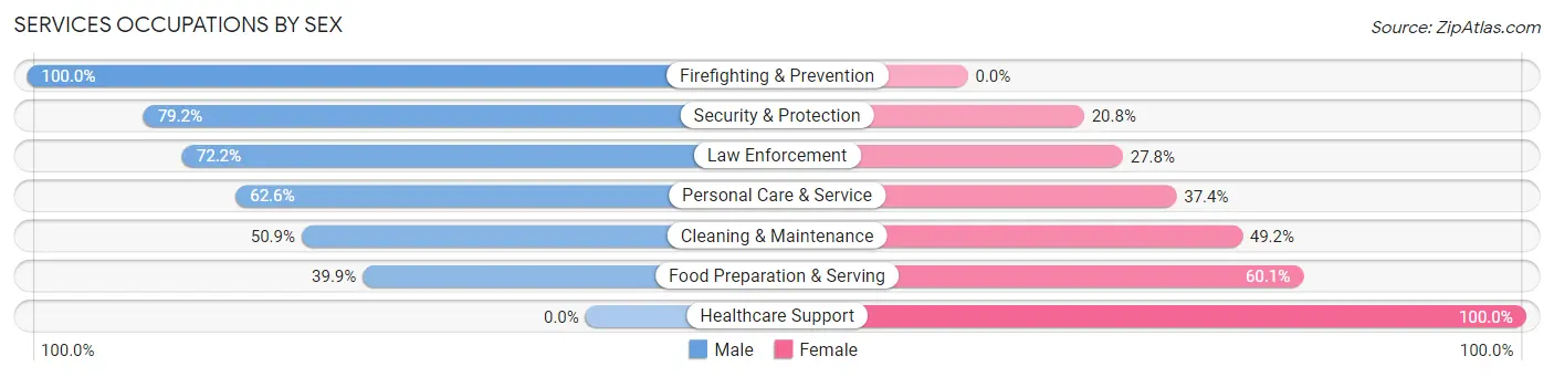 Services Occupations by Sex in Zip Code 30554