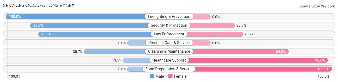 Services Occupations by Sex in Zip Code 30557