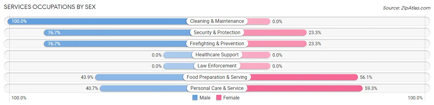 Services Occupations by Sex in Zip Code 30597