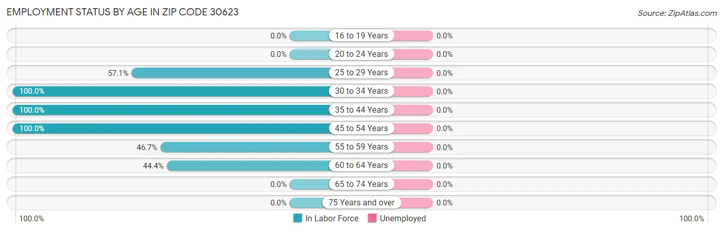 Employment Status by Age in Zip Code 30623
