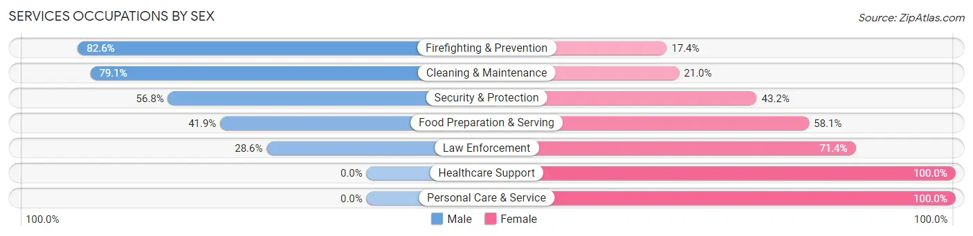 Services Occupations by Sex in Zip Code 30669