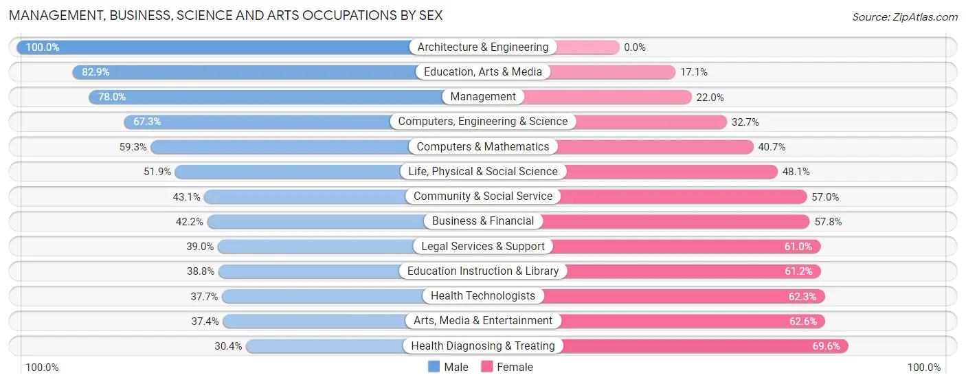Management, Business, Science and Arts Occupations by Sex in Zip Code 30677