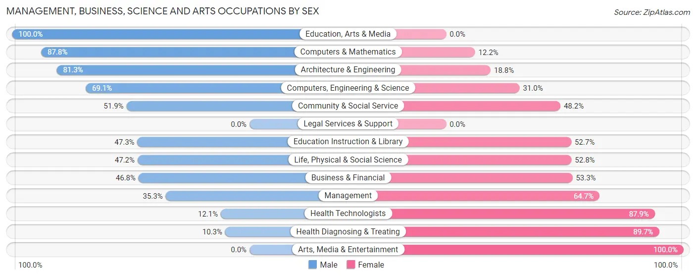 Management, Business, Science and Arts Occupations by Sex in Zip Code 30747