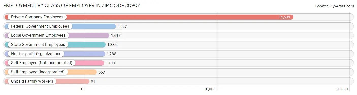 Employment by Class of Employer in Zip Code 30907