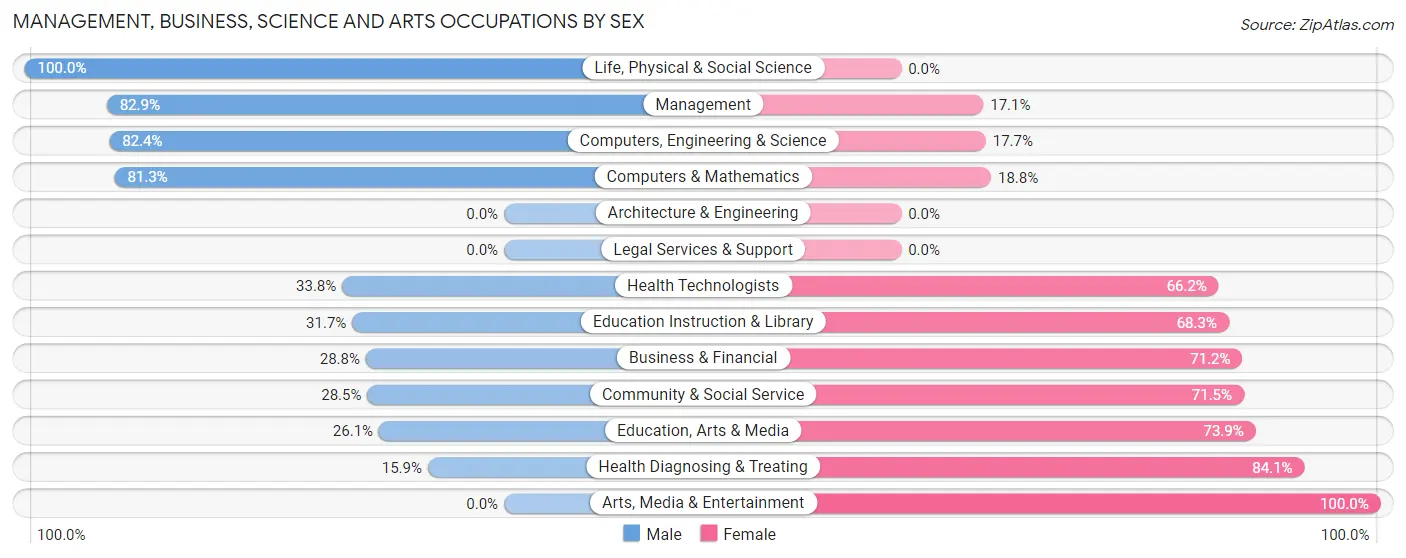 Management, Business, Science and Arts Occupations by Sex in Zip Code 31027