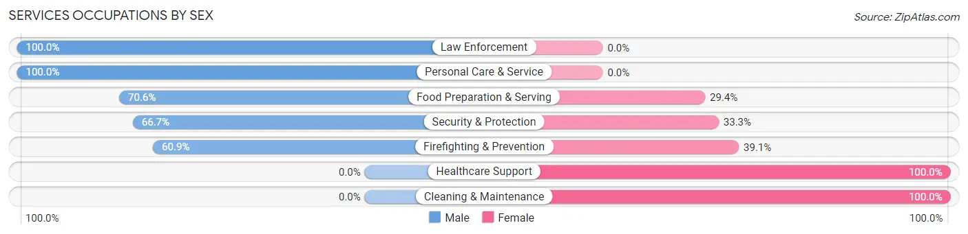 Services Occupations by Sex in Zip Code 31057
