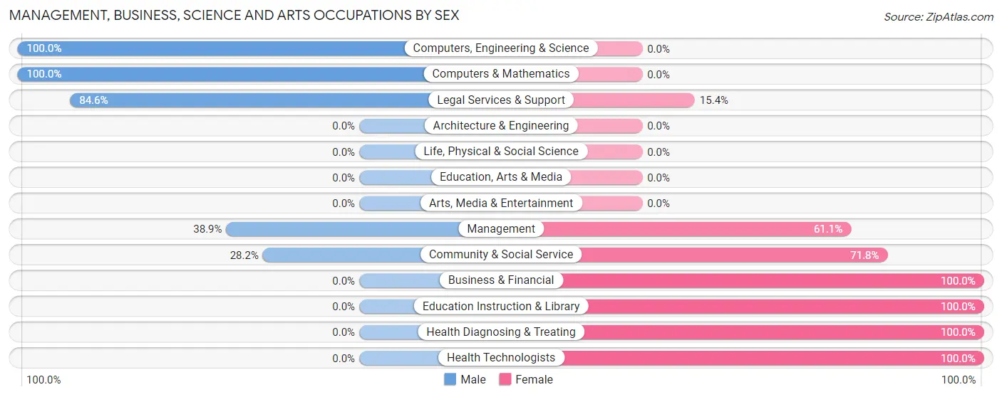 Management, Business, Science and Arts Occupations by Sex in Zip Code 31065