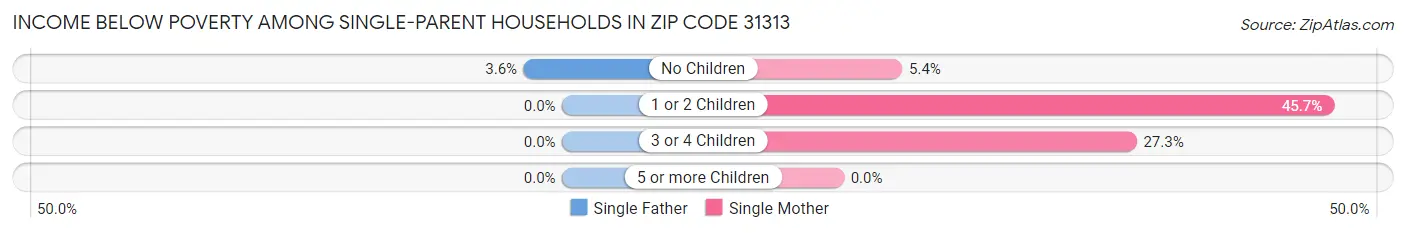 Income Below Poverty Among Single-Parent Households in Zip Code 31313