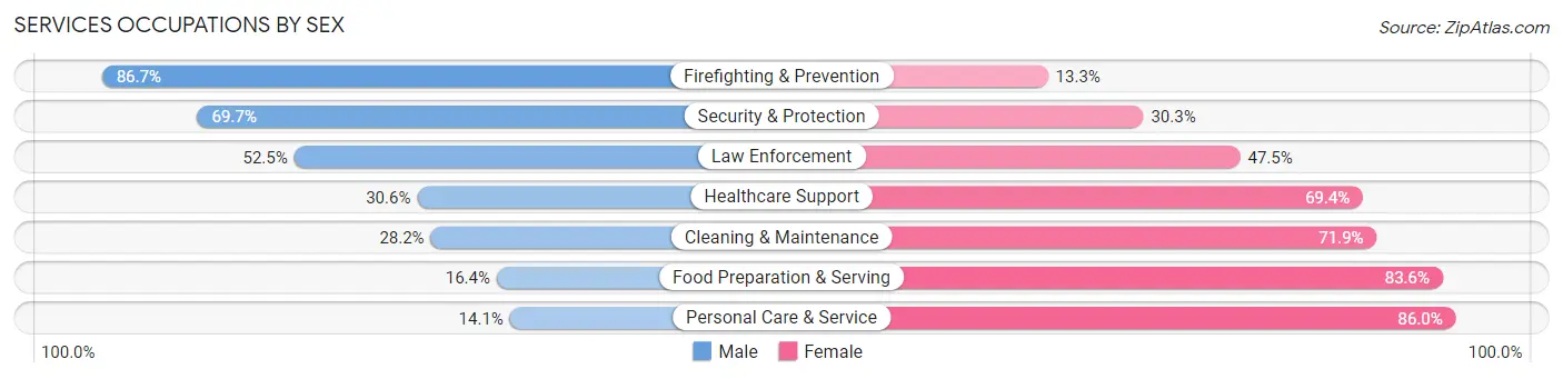 Services Occupations by Sex in Zip Code 31326