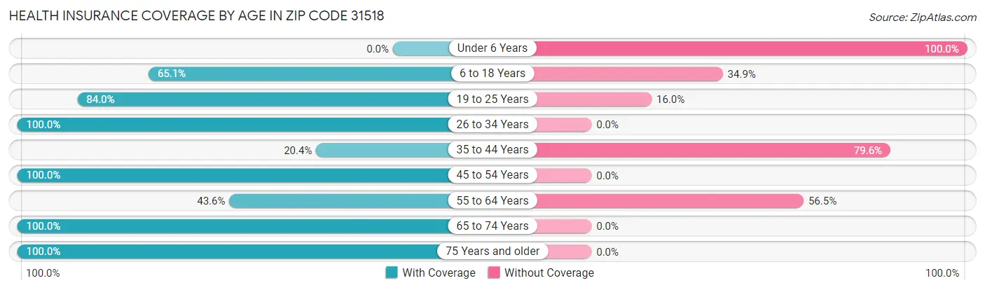 Health Insurance Coverage by Age in Zip Code 31518
