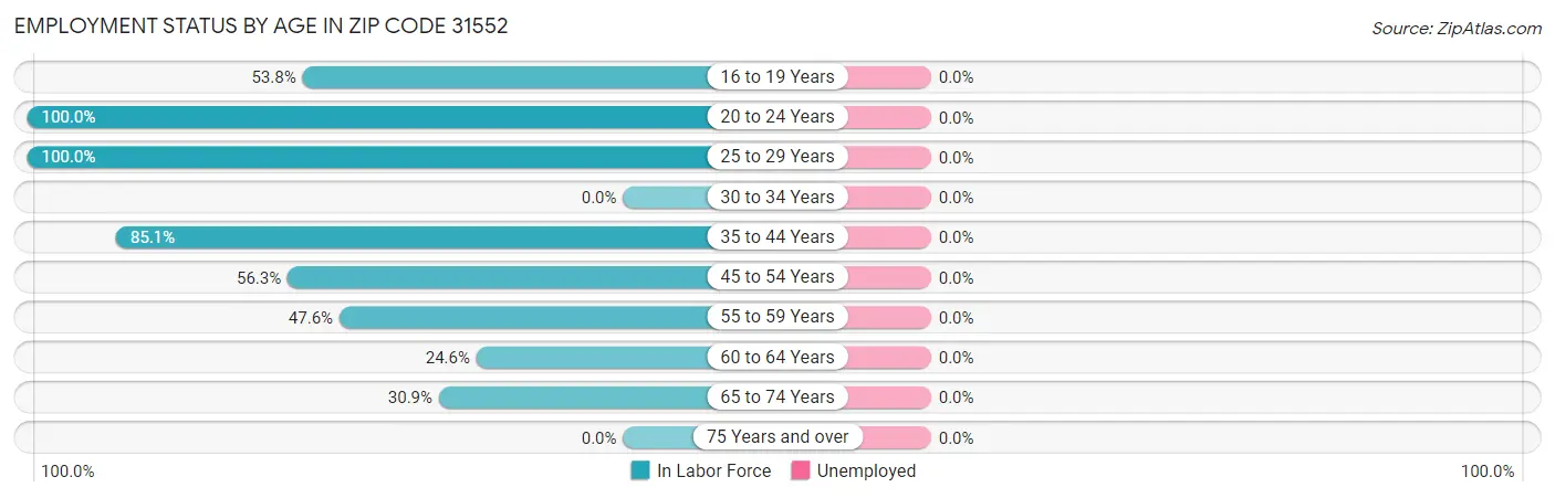 Employment Status by Age in Zip Code 31552