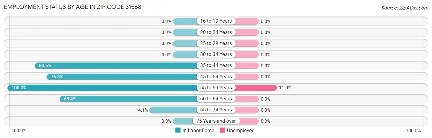 Employment Status by Age in Zip Code 31568