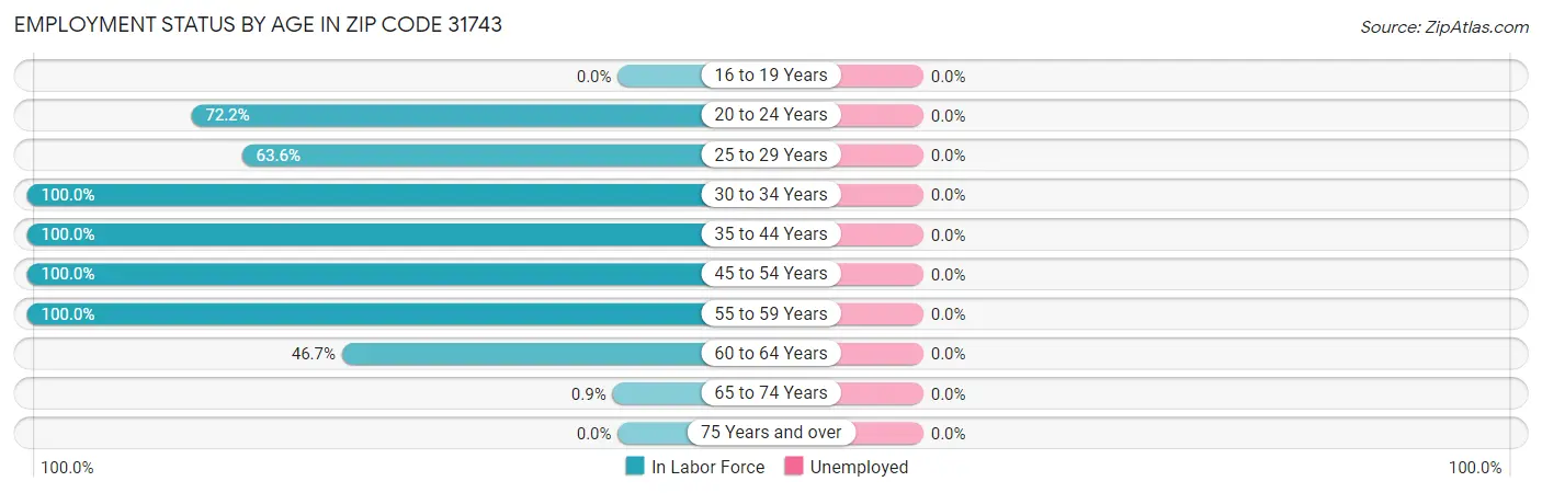 Employment Status by Age in Zip Code 31743