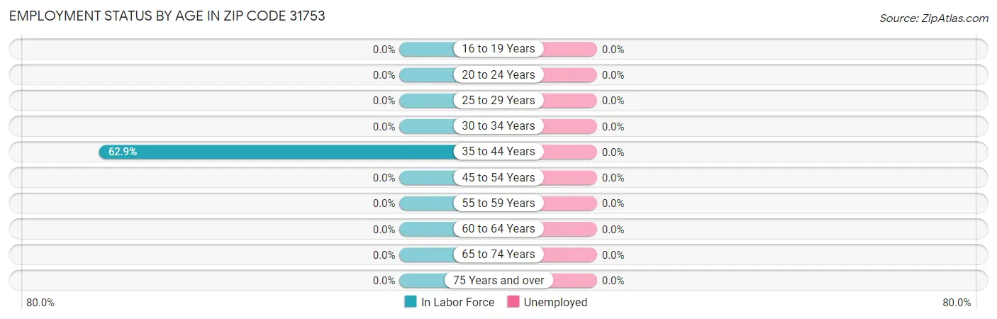 Employment Status by Age in Zip Code 31753