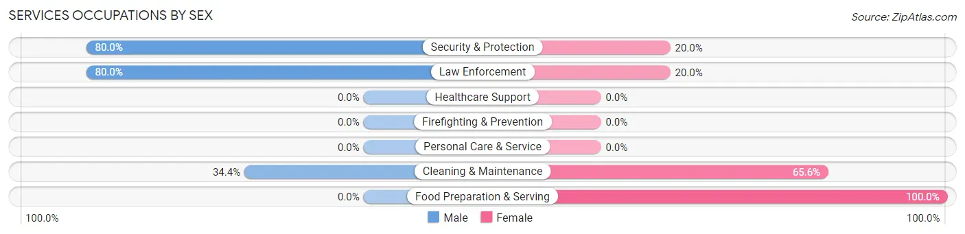 Services Occupations by Sex in Zip Code 31764