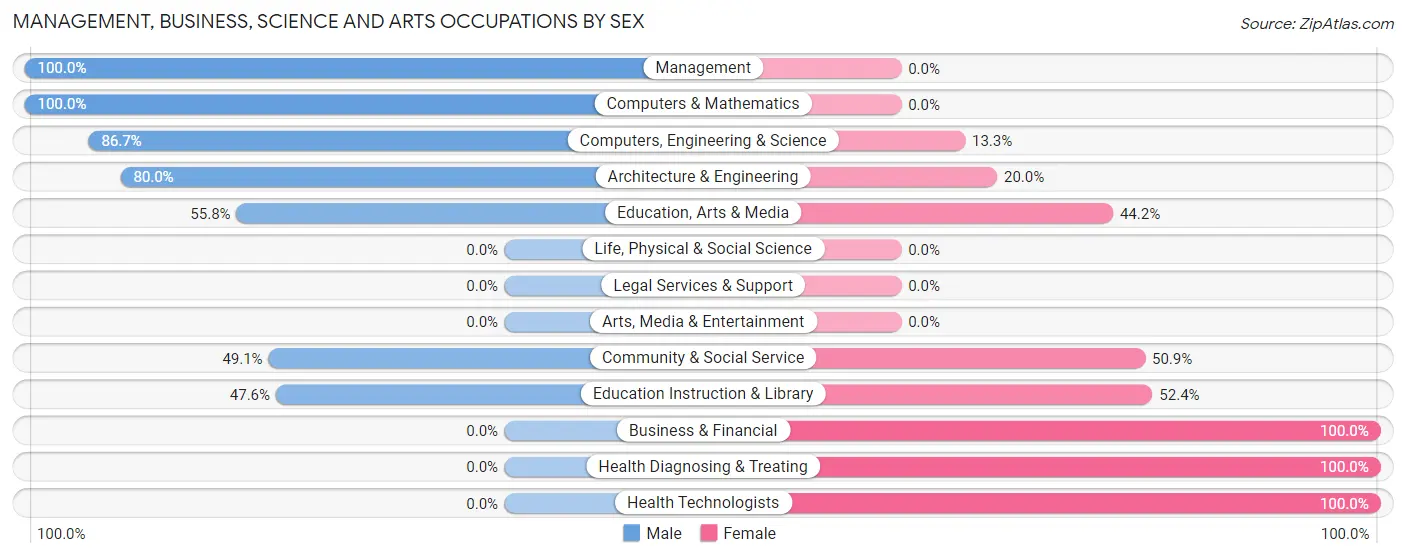 Management, Business, Science and Arts Occupations by Sex in Zip Code 31807