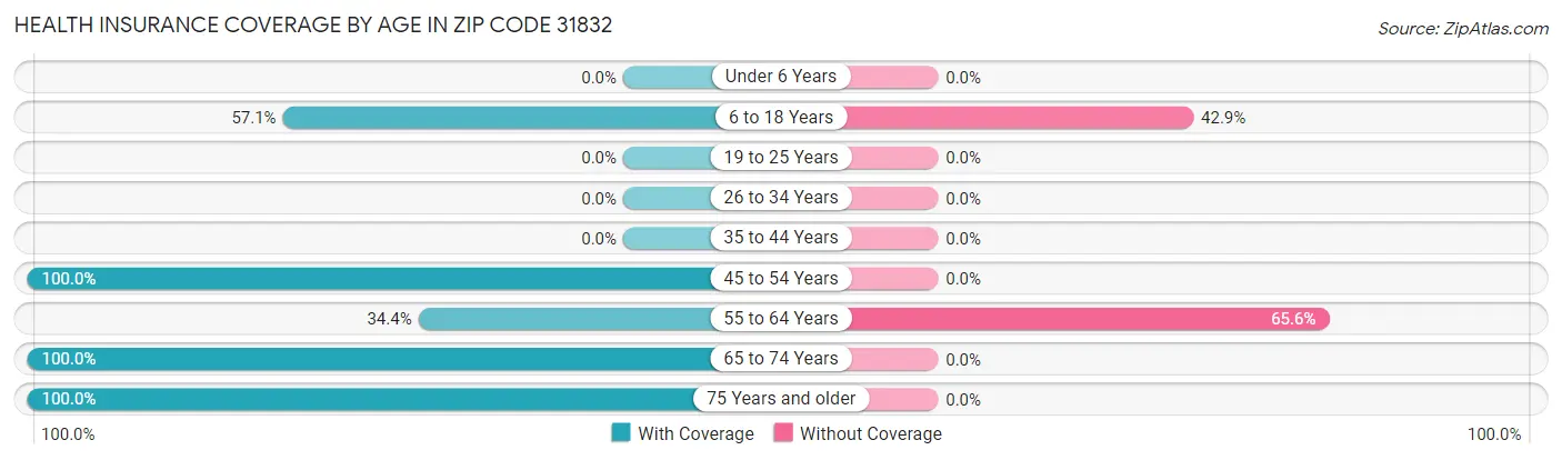 Health Insurance Coverage by Age in Zip Code 31832