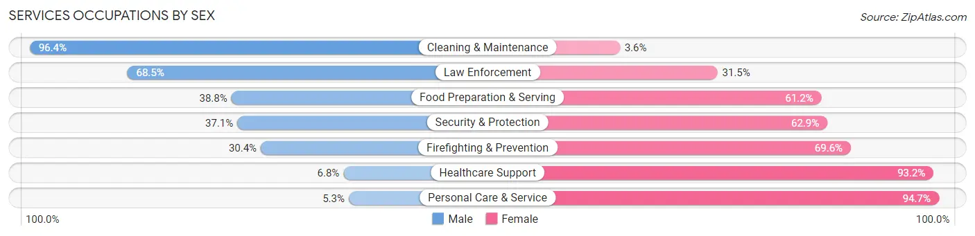Services Occupations by Sex in Zip Code 32003