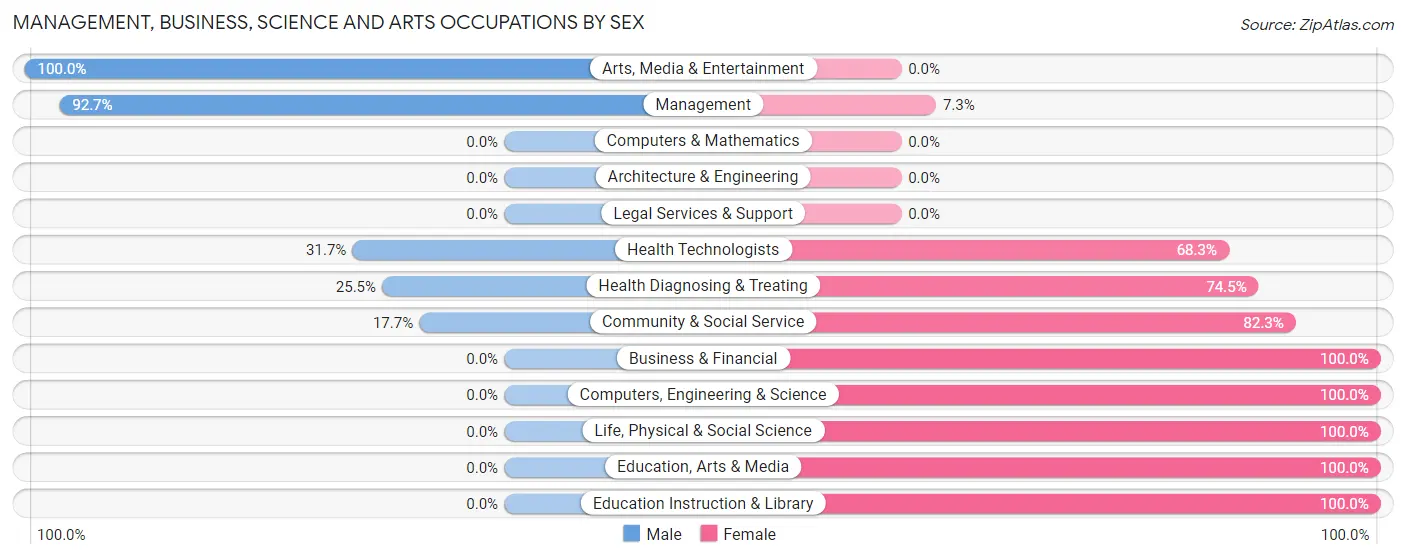 Management, Business, Science and Arts Occupations by Sex in Zip Code 32008