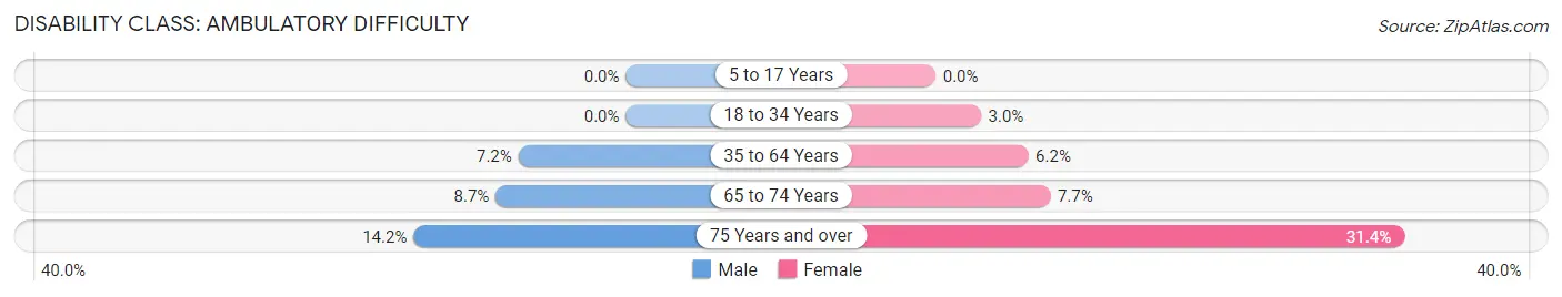 Disability in Zip Code 32034: <span>Ambulatory Difficulty</span>