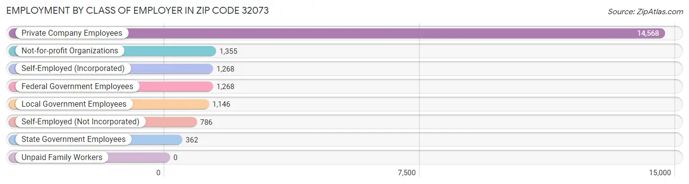 Employment by Class of Employer in Zip Code 32073