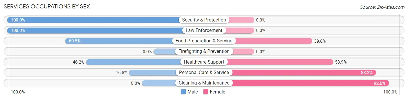 Services Occupations by Sex in Zip Code 32095