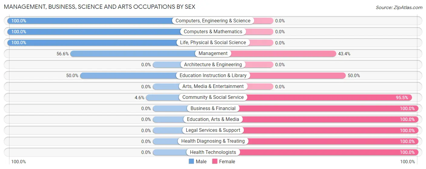 Management, Business, Science and Arts Occupations by Sex in Zip Code 32096