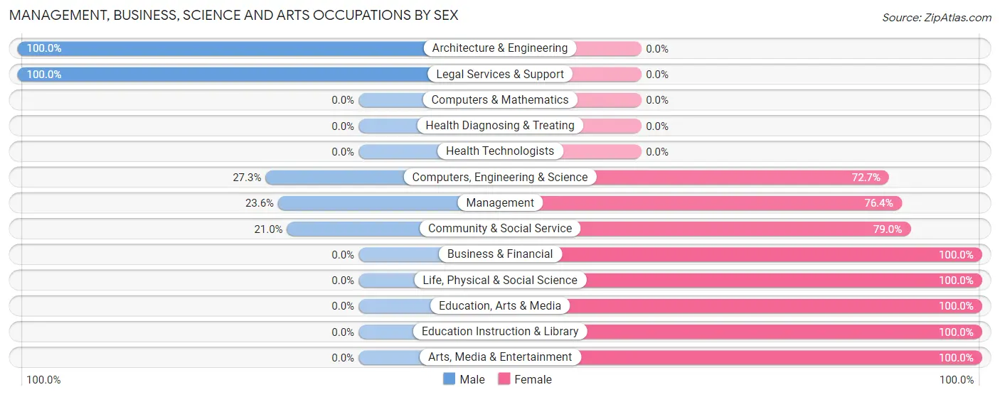 Management, Business, Science and Arts Occupations by Sex in Zip Code 32181