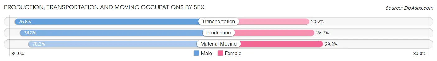 Production, Transportation and Moving Occupations by Sex in Zip Code 32224
