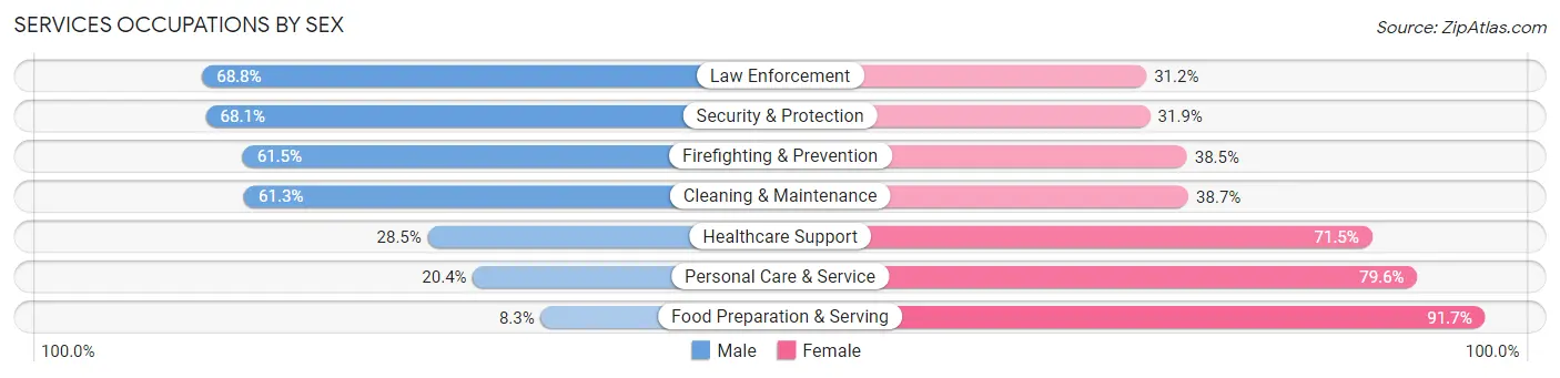 Services Occupations by Sex in Zip Code 32333