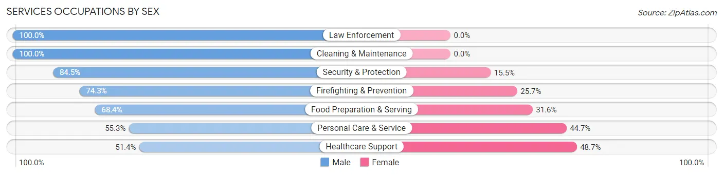 Services Occupations by Sex in Zip Code 32561