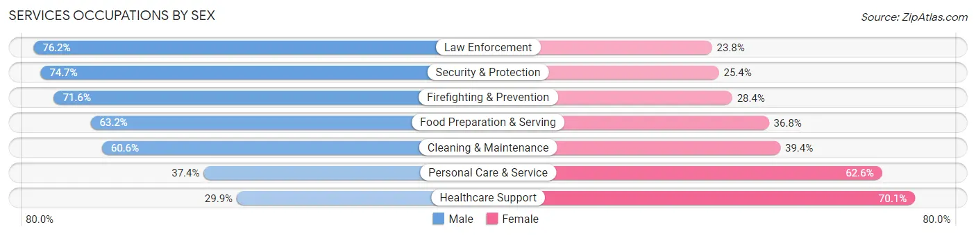 Services Occupations by Sex in Zip Code 32608