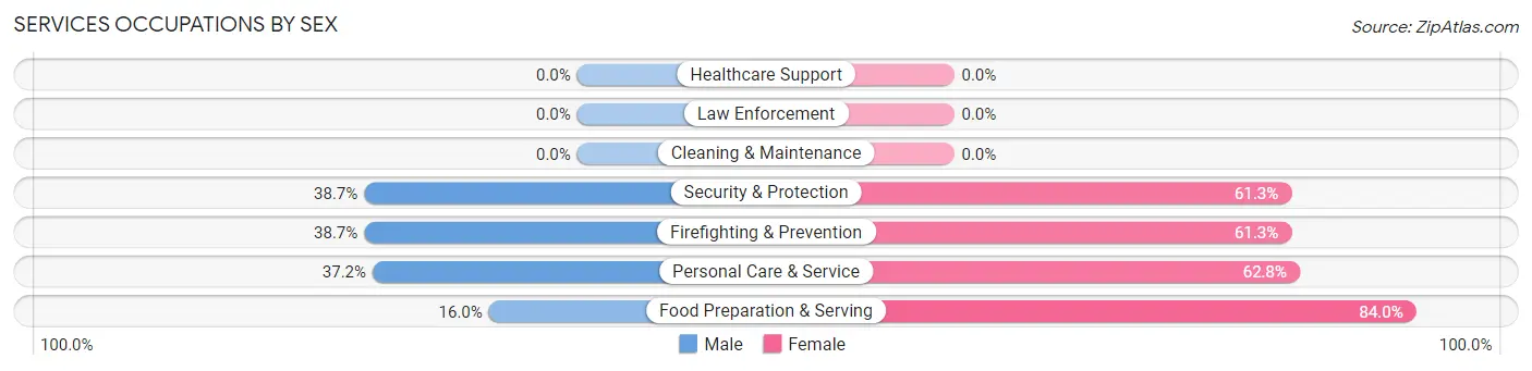 Services Occupations by Sex in Zip Code 32612