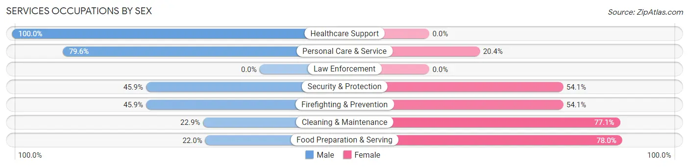 Services Occupations by Sex in Zip Code 32950